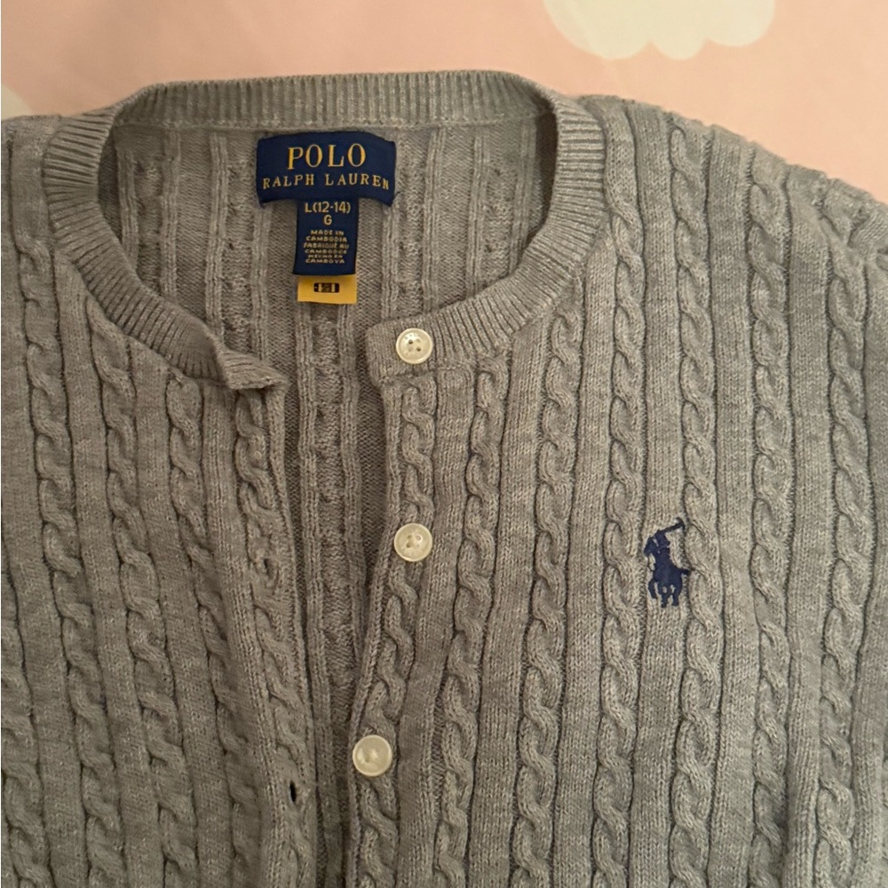 Polo by Ralph Lauren Gray Cable Knit Cardigan